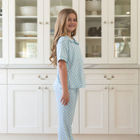 BLUE + YELLOW POLKADOTS | GIRLS' BUTTON UP SHORT SLEEVE SET