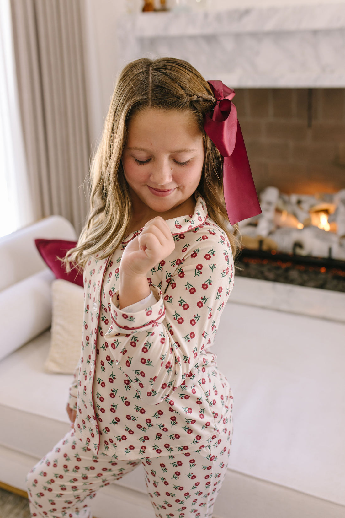 HOLIDAY FLORAL | GIRLS' BUTTON UP LONG SLEEVE SET