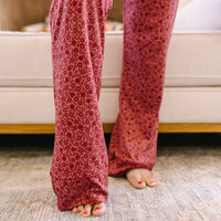 BURGUNDY MINI FLORAL | WOMEN'S BUTTON UP LONG SLEEVE SET