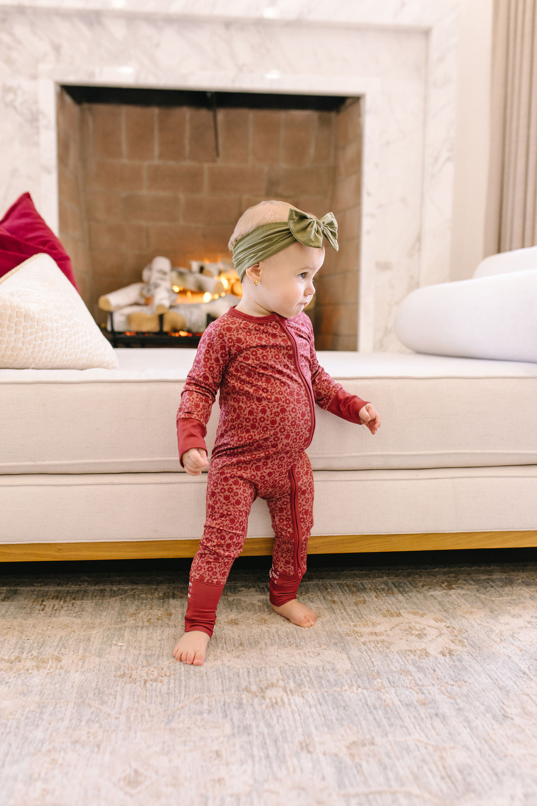 BURGUNDY MINI FLORAL | ZIPPER ONE PIECE