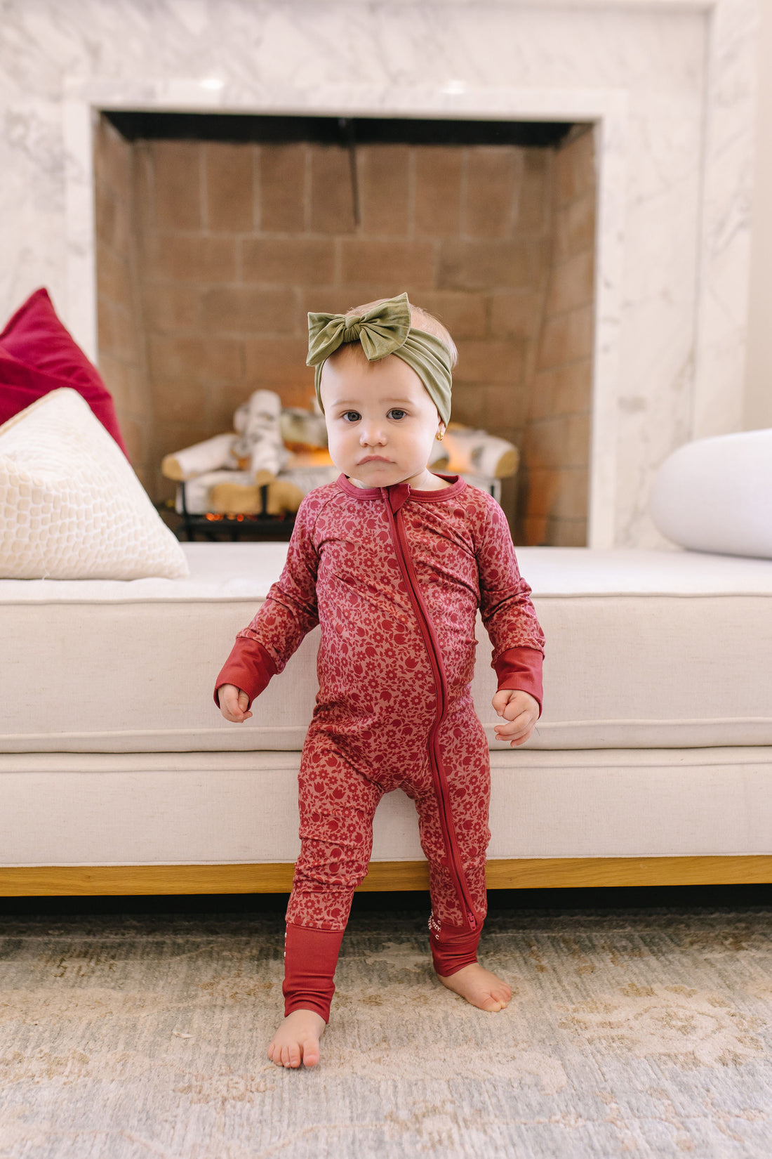 BURGUNDY MINI FLORAL | ZIPPER ONE PIECE
