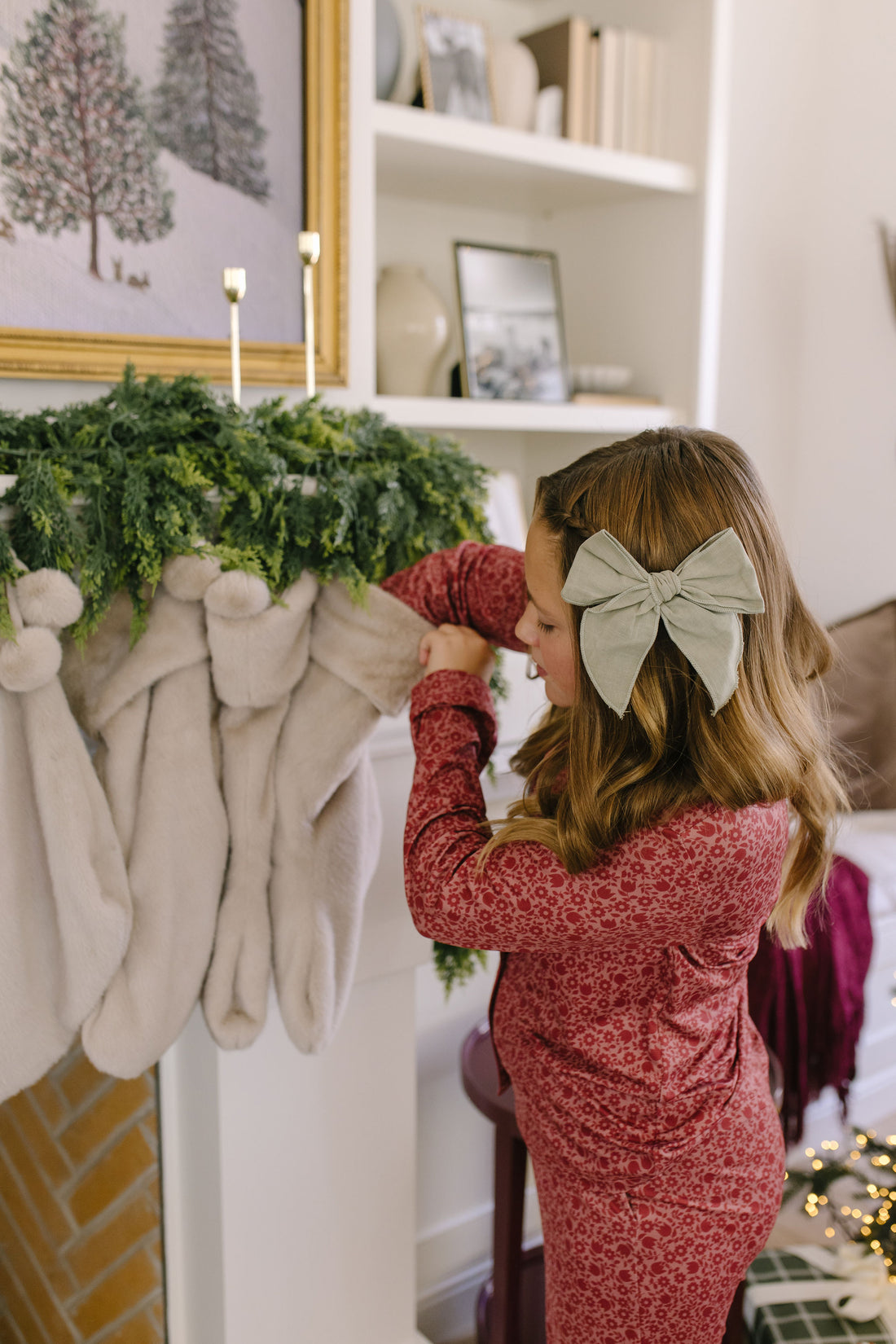 BURGUNDY MINI FLORAL | GIRLS' BUTTON UP LONG SLEEVE SET