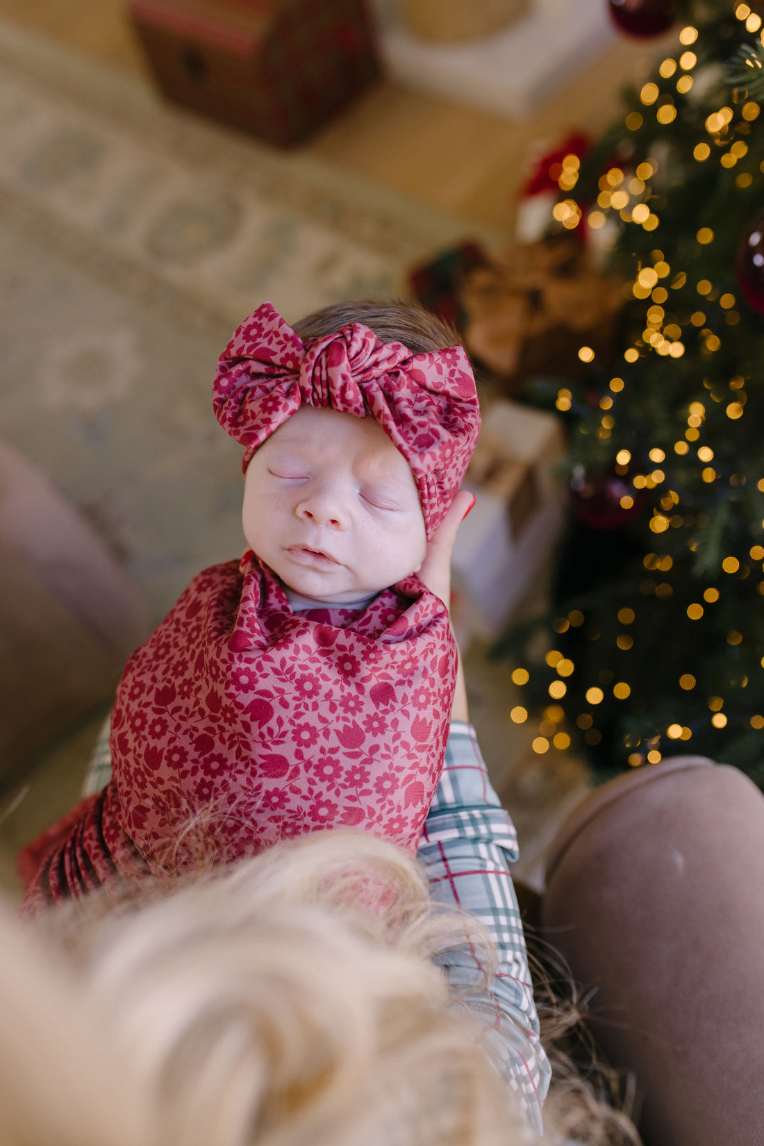 BURGUNDY MINI FLORAL | BOW
