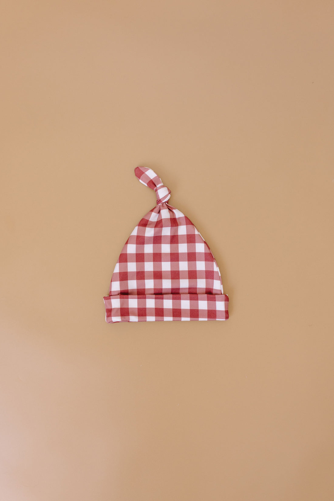 BURGUNDY GINGHAM | BEANIE