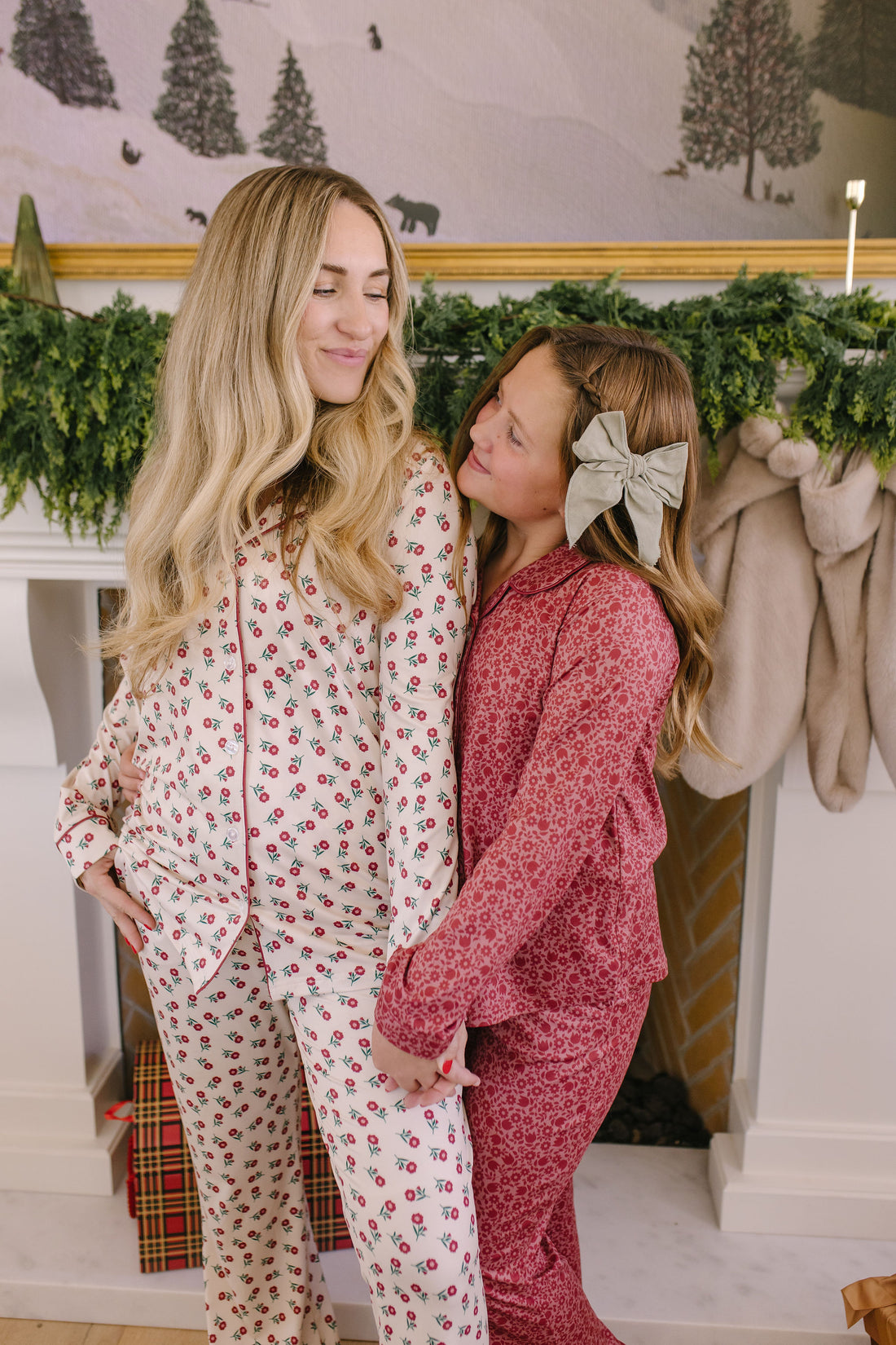 BURGUNDY MINI FLORAL | GIRLS' BUTTON UP LONG SLEEVE SET