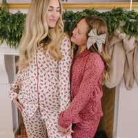 BURGUNDY MINI FLORAL | GIRLS' BUTTON UP LONG SLEEVE SET