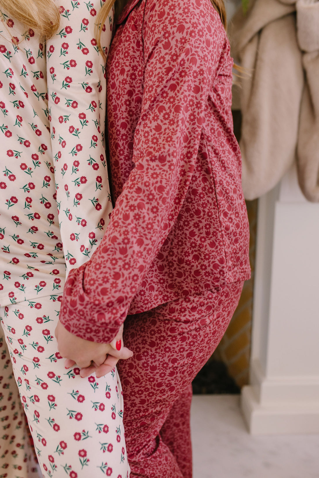 BURGUNDY MINI FLORAL | GIRLS' BUTTON UP LONG SLEEVE SET