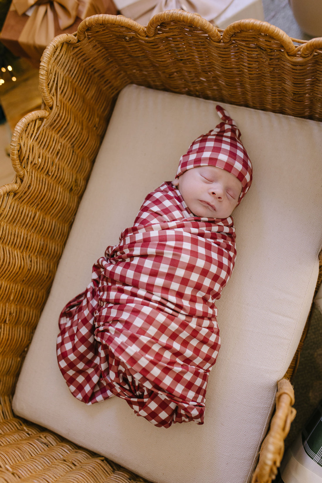 BURGUNDY GINGHAM | SWADDLE