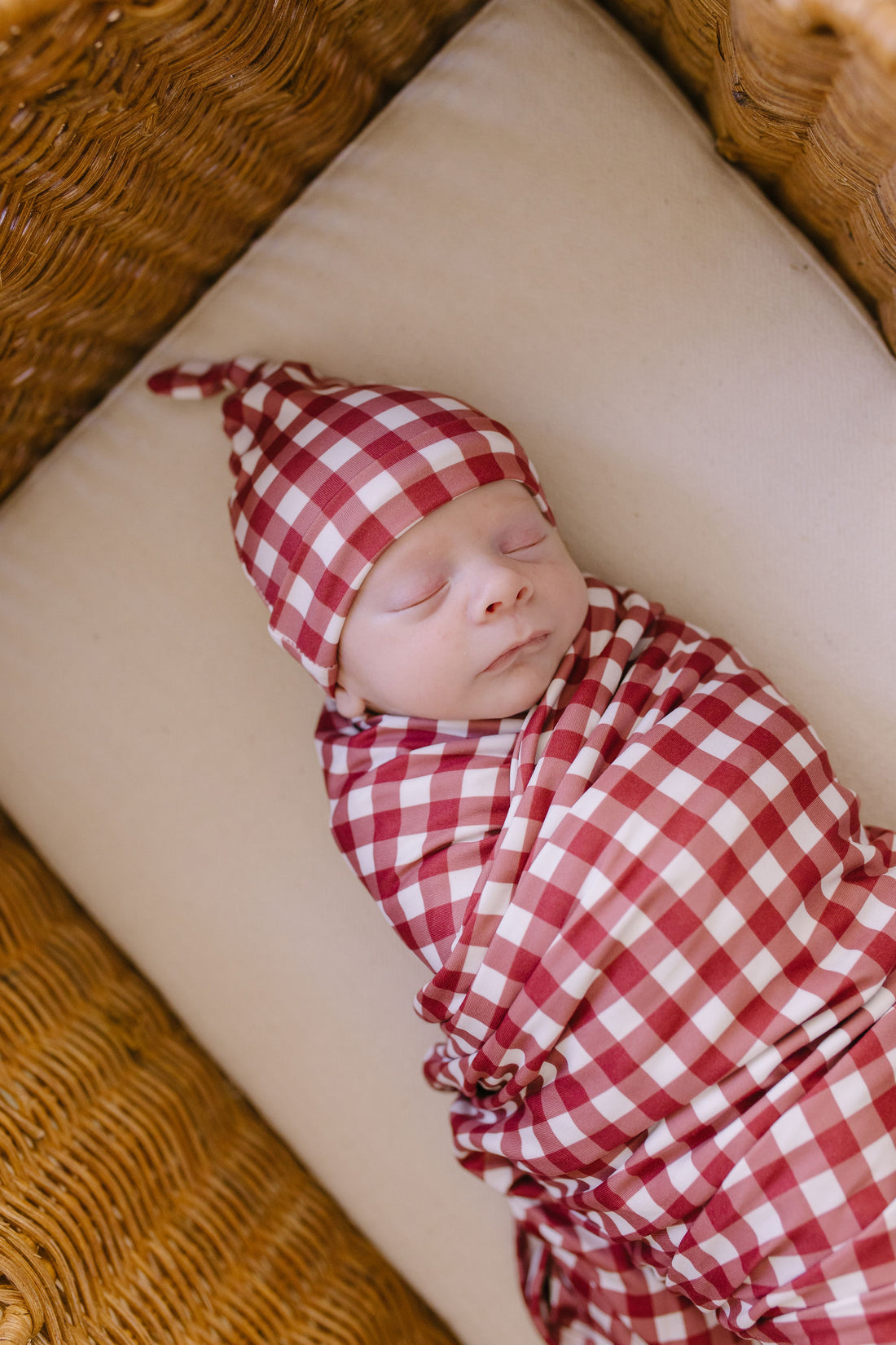BURGUNDY GINGHAM | BEANIE