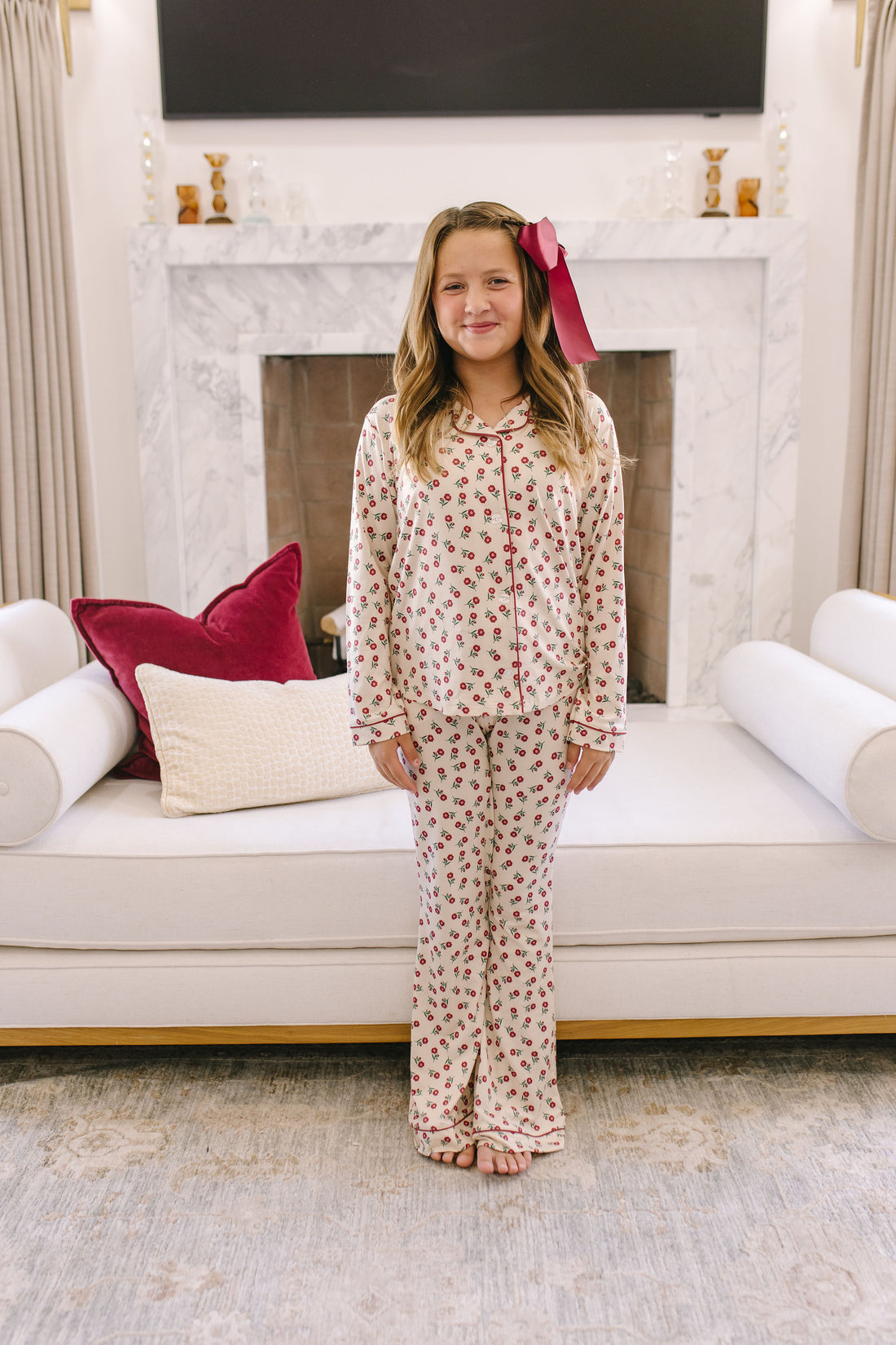 HOLIDAY FLORAL | GIRLS' BUTTON UP LONG SLEEVE SET