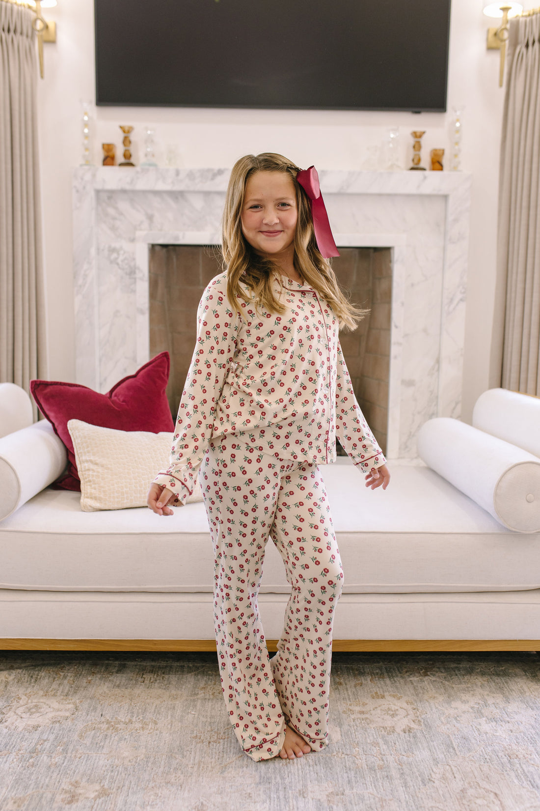 HOLIDAY FLORAL | GIRLS' BUTTON UP LONG SLEEVE SET