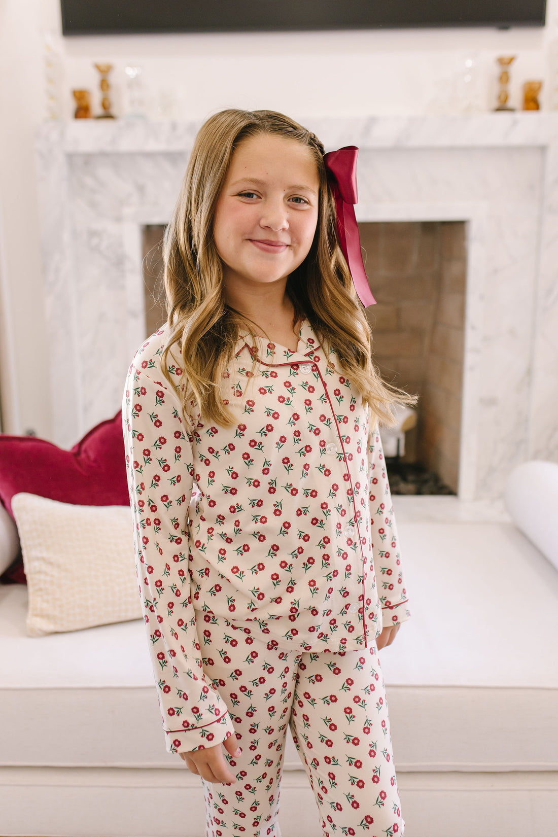 HOLIDAY FLORAL | GIRLS' BUTTON UP LONG SLEEVE SET