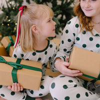 GREEN POLKADOT + STRIPE | GIRLS' BUTTON UP LONG SLEEVE SET