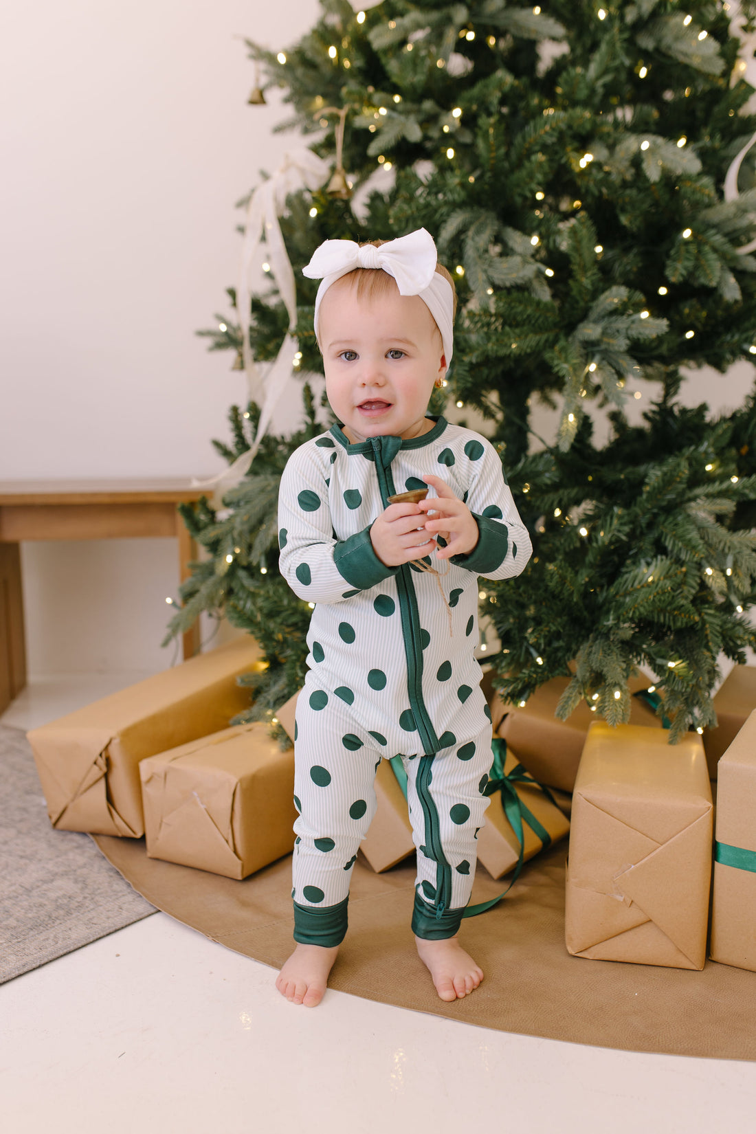 GREEN POLKADOT + STRIPE | ZIPPER ONE PIECE