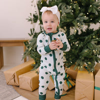 GREEN POLKADOT + STRIPE | ZIPPER ONE PIECE