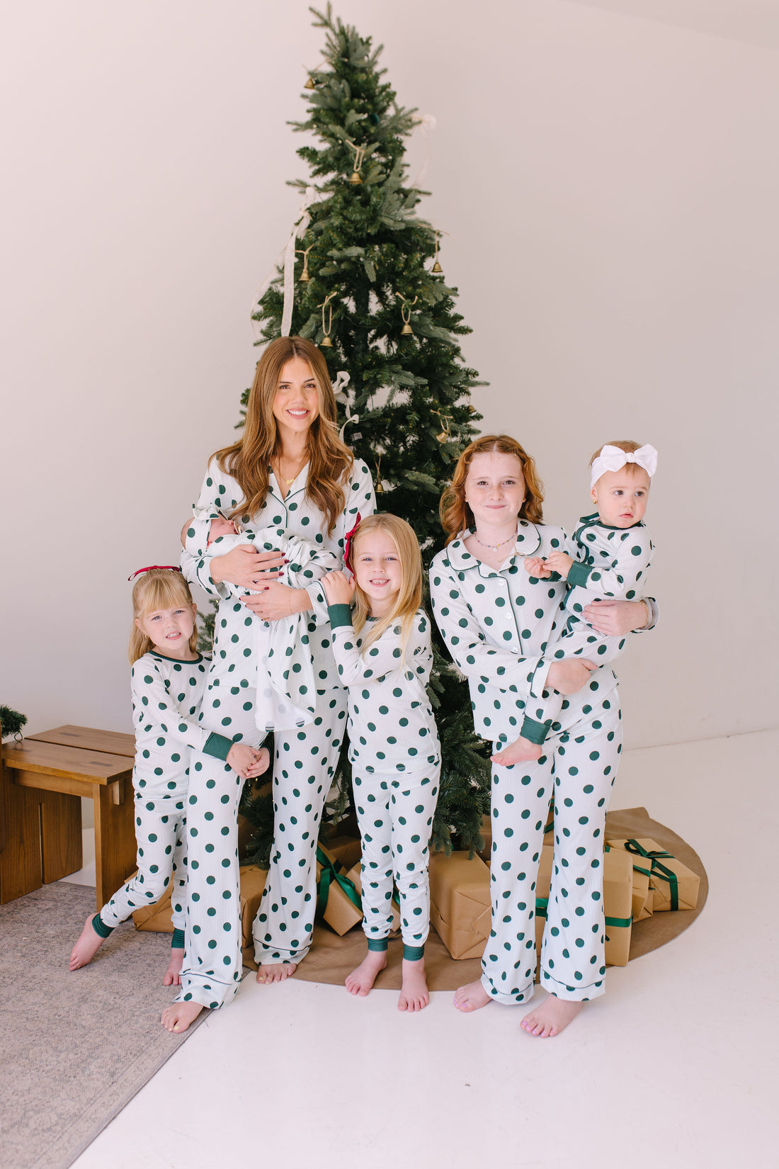 GREEN POLKADOT + STRIPE | GIRLS' BUTTON UP LONG SLEEVE SET