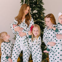 GREEN POLKADOT + STRIPE | WOMEN'S BUTTON UP LONG SLEEVE SET