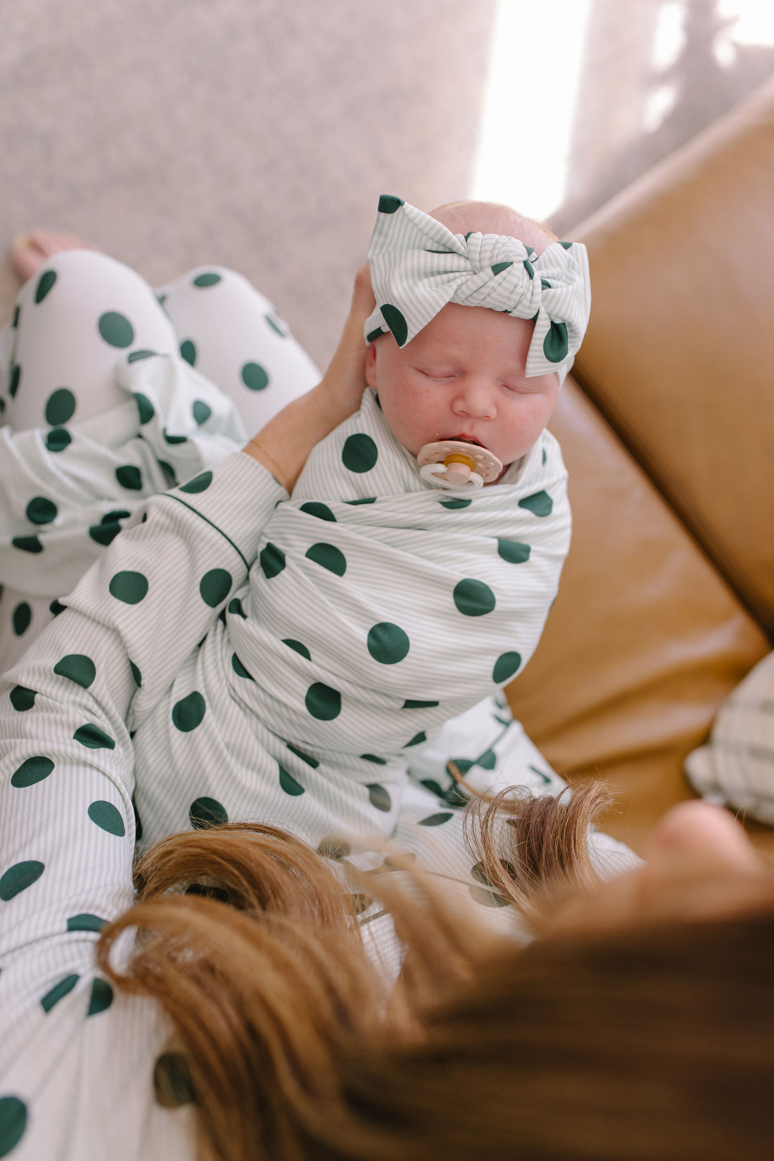 GREEN POLKADOT + STRIPE | SWADDLE
