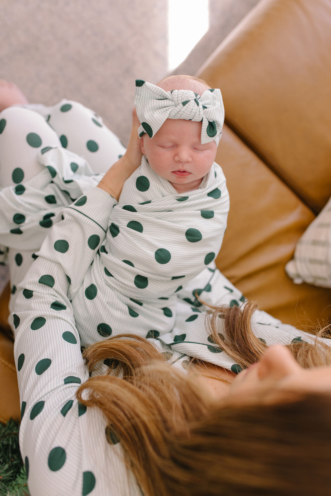 GREEN POLKADOT + STRIPE | SWADDLE