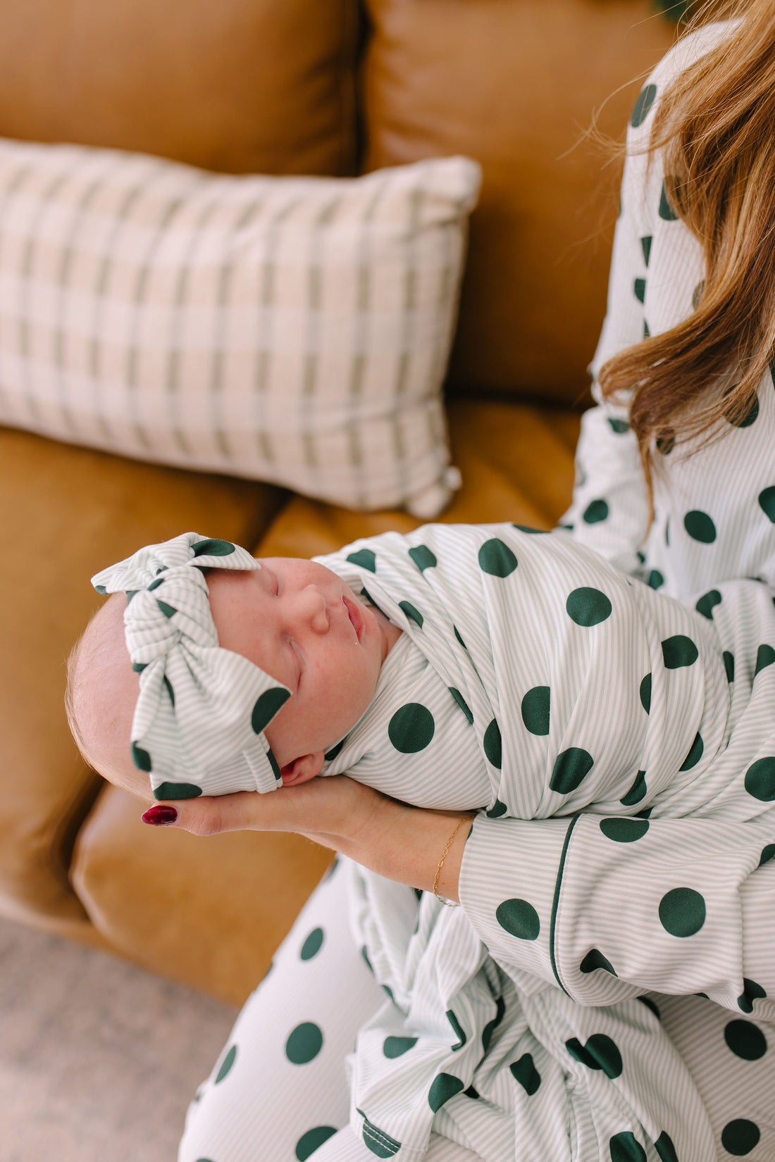 GREEN POLKADOT + STRIPE | SWADDLE