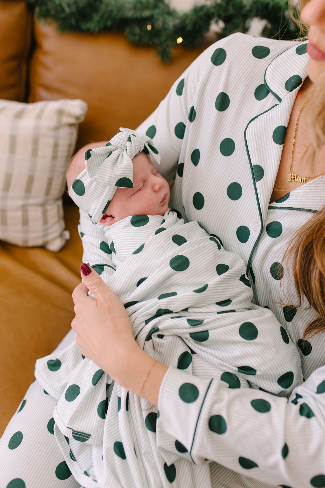 GREEN POLKADOT + STRIPE | SWADDLE