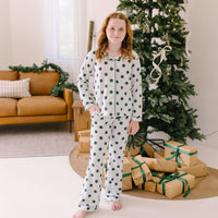 GREEN POLKADOT + STRIPE | GIRLS' BUTTON UP LONG SLEEVE SET