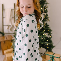 GREEN POLKADOT + STRIPE | GIRLS' BUTTON UP LONG SLEEVE SET