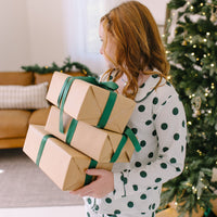 GREEN POLKADOT + STRIPE | GIRLS' BUTTON UP LONG SLEEVE SET