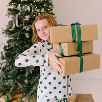 GREEN POLKADOT + STRIPE | GIRLS' BUTTON UP LONG SLEEVE SET