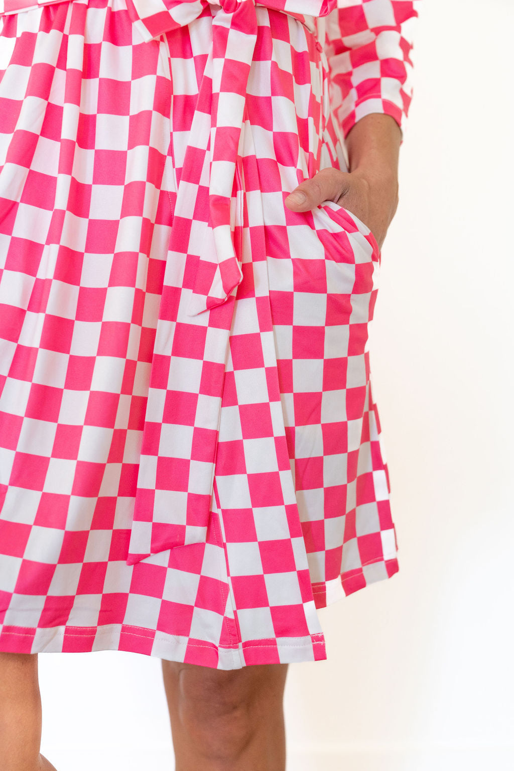 hot pink checkered dress Unique Vintage Plus Size Hot Pink Gingham Follow Your Heart Flare Dres