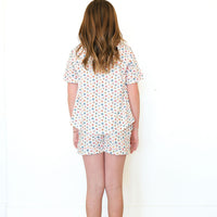 RAINBOW FLORAL | GIRLS' BUTTON UP SHORT SLEEVE + SHORTS SET
