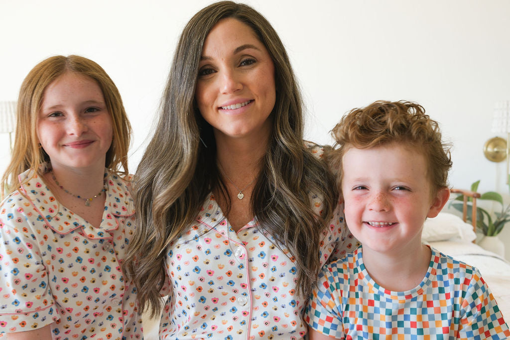 RAINBOW FLORAL | GIRLS' BUTTON UP SHORT SLEEVE + SHORTS SET