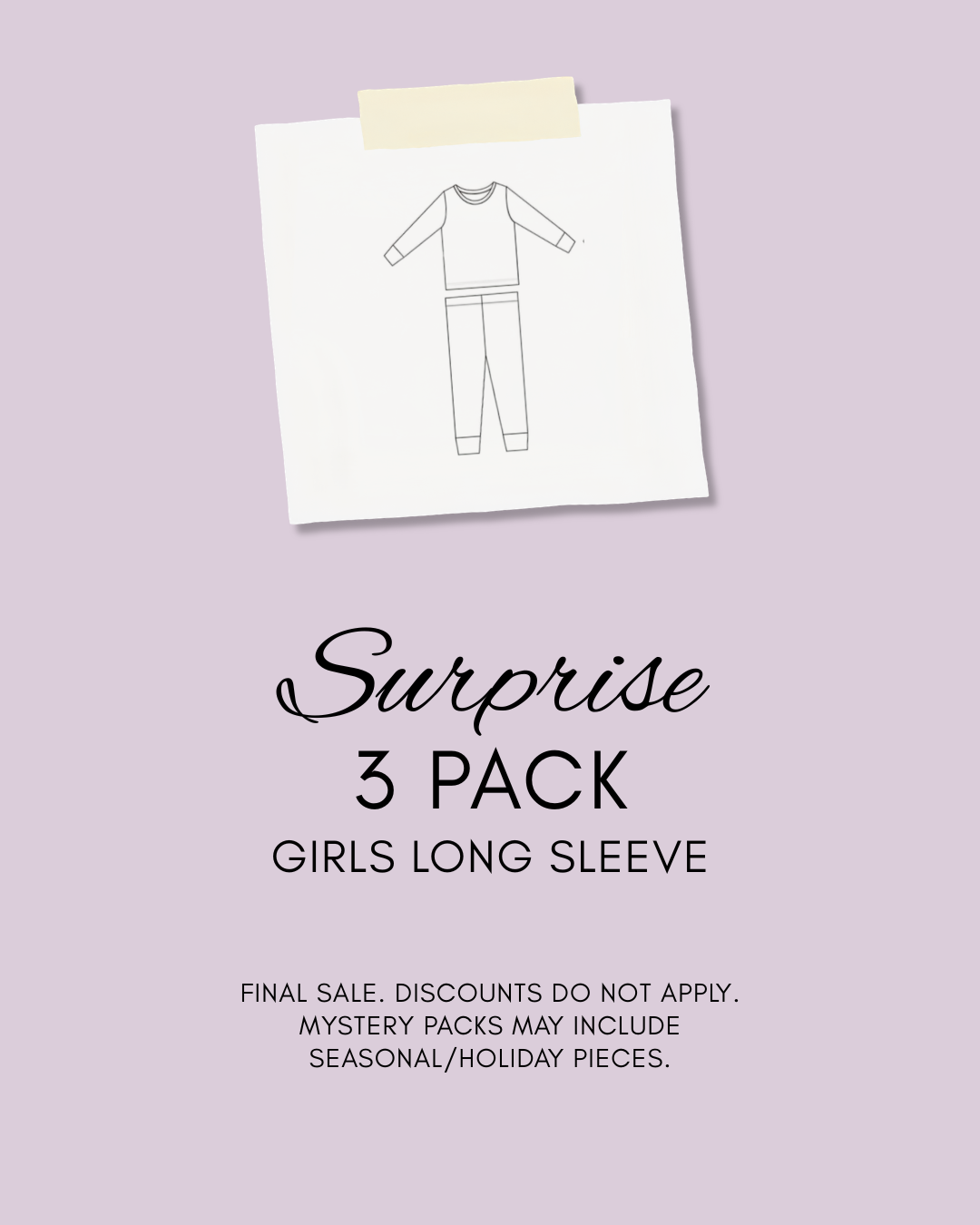 SURPRISE BUNDLE - GIRLS LONG SLEEVE PAJAMA 3 PACK