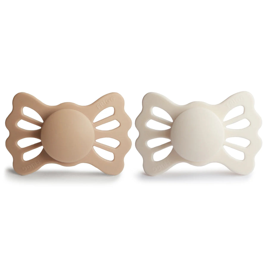 FRIGG LUCKY SYMMETRICAL SILICONE BABY PACIFIER | SILKY SATIN/CREAM | 2-PACK