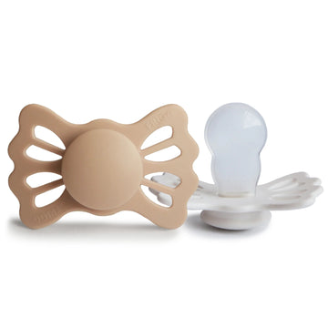 FRIGG LUCKY SYMMETRICAL SILICONE BABY PACIFIER | SILKY SATIN/CREAM | 2-PACK