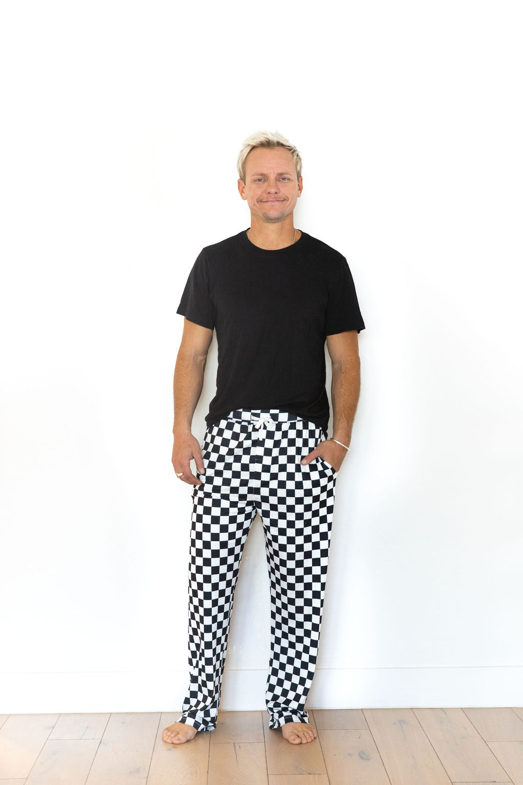 BLACK WHITE CHECKER MEN'S PANTS