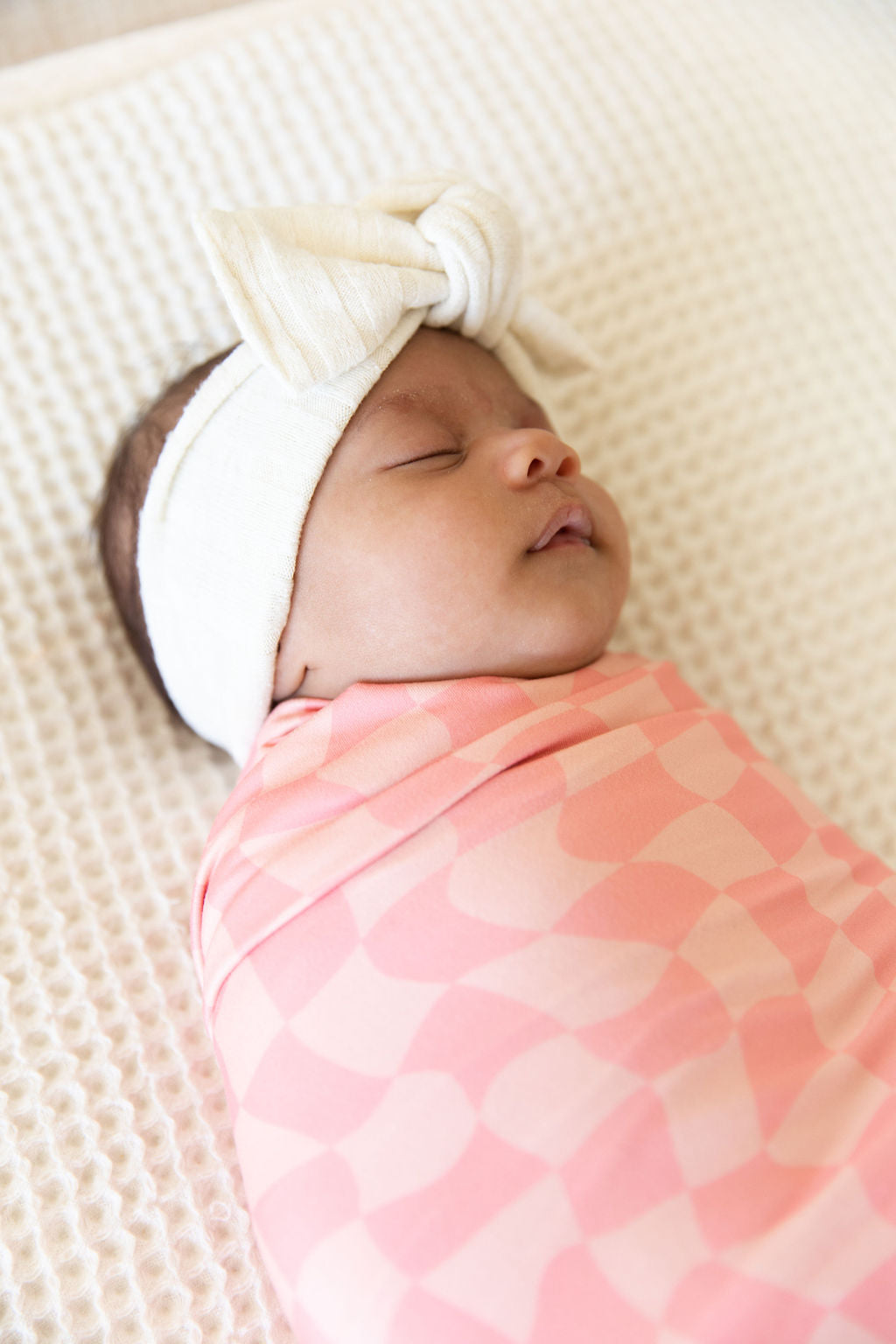 CORAL PINK WAVY CHECKER | SWADDLE