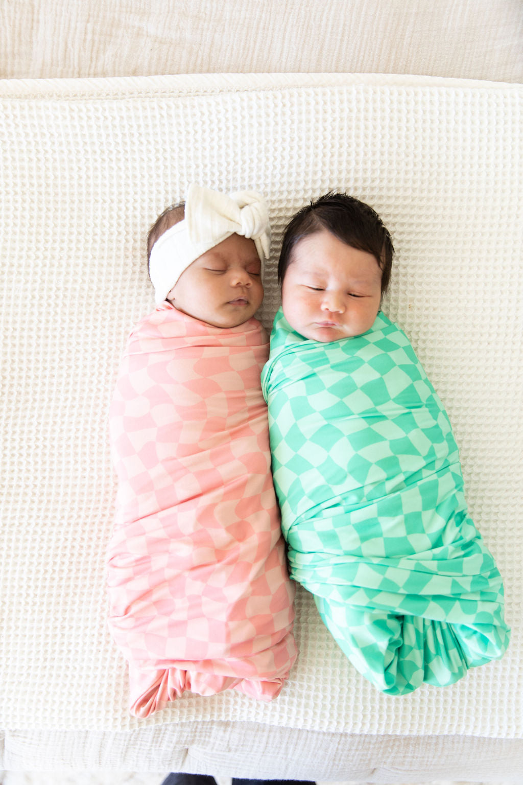 CORAL PINK WAVY CHECKER | SWADDLE