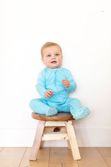 OCEAN BLUE SOLID | ZIPPER ONE PIECE