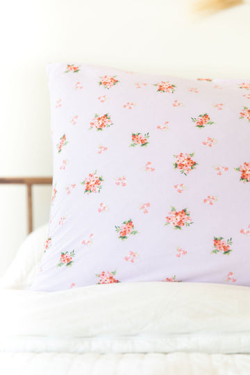 LIGHT LAVENDER + PINK FLORAL | PILLOW CASE