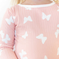 PINK + WHITE RIBBED BUTTERFLY | LONG SLEEVE