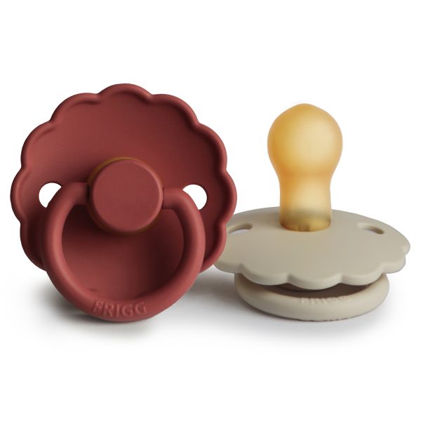 FRIGG DAISY NATURAL RUBBER PACIFIER | BAKED CLAY/CREAM | 2 PACK