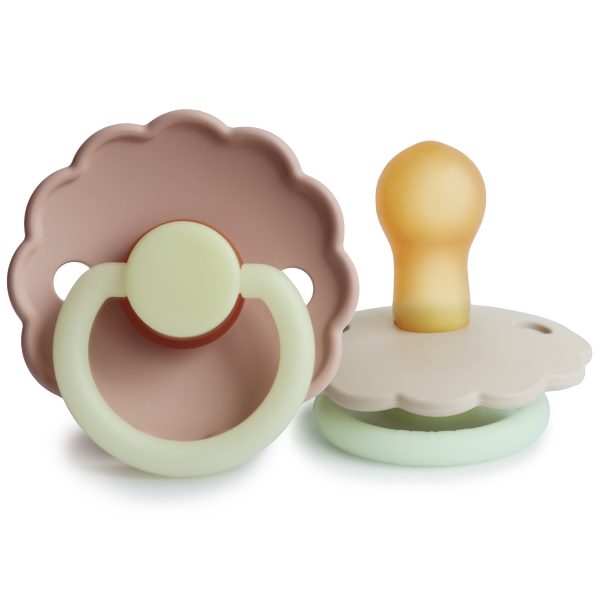 FRIGG DAISY NIGHT NATURAL RUBBER BABY PACIFIER | BLUSH/CREAM | 2 PACK