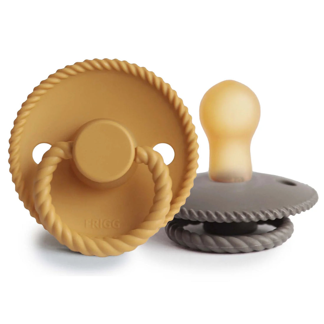 Forged Pacifier FRIGG ROPE NATURAL RUBBER PACIFIER | HONEY GOLD/PORTOBELLO | 2 PACK – COZYS