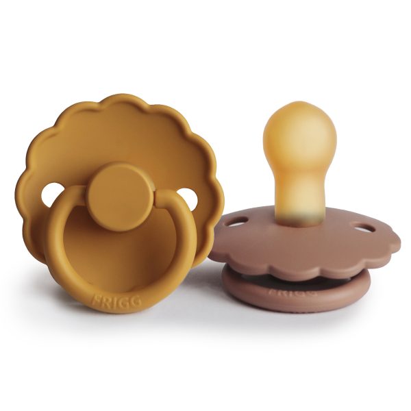 FRIGG DAISY NATURAL RUBBER PACIFIER | ROSE GOLD/HONEY GOLD | 2 PACK