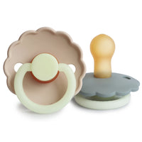 FRIGG DAISY NIGHT NATURAL RUBBER PACIFIER | FRENCH GRAY/CROISSANT | 2 PACK